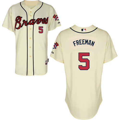 Atlanta Braves #5 Freeman Beige Authentic Personalized Alternate Jersey Atlanta Braves #5 Freeman Beige Authentic Personalized Alternate Jersey