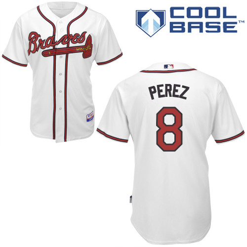 Atlanta Braves #8 Perez White Authentic Personalized Home Jersey Atlanta Braves #8 Perez White Authentic Personalized Home Jersey