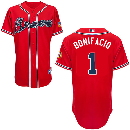 Atlanta Braves #1 Bonifacio Red Authentic Personalized Alternate Jersey Atlanta Braves #1 Bonifacio Red Authentic Personalized Alternate Jersey