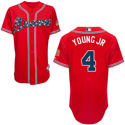 Atlanta Braves #4 Young Jr Red Authentic Personalized Alternate Jersey Atlanta Braves #4 Young Jr Red Authentic Personalized Alternate Jersey