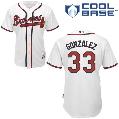 Atlanta Braves #33 Gonzalez White Authentic Personalized Home Jersey Atlanta Braves #33 Gonzalez White Authentic Personalized Home Jersey