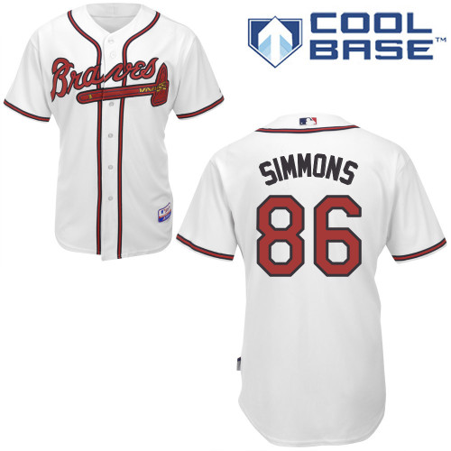 Atlanta Braves #86 Simmons White Authentic Personalized Home Jersey Atlanta Braves #86 Simmons White Authentic Personalized Home Jersey