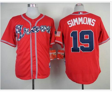 Atlanta Braves #19 Andrelton Simmons Red Cool Base Stitched Baseball Jersey Atlanta Braves #19 Andrelton Simmons Red Cool Base Stitched Baseball Jersey