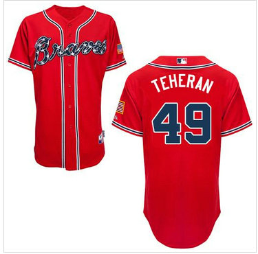 Atlanta Braves #49 Julio Teheran Red Cool Base Baseball Jersey Atlanta Braves #49 Julio Teheran Red Cool Base Baseball Jersey