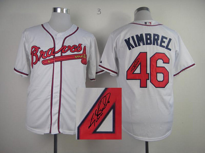 Atlanta Braves 46# Craig Kimbrel White MLB Jerseys(Signed) Atlanta Braves 46# Craig Kimbrel White MLB Jerseys(Signed)