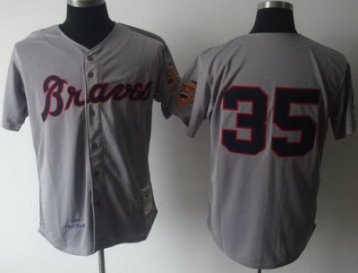 Atlanta Braves 35 Phil Niekro Grey 1969 M&N MLB Jerseys Atlanta Braves 35 Phil Niekro Grey 1969 M&N MLB Jerseys