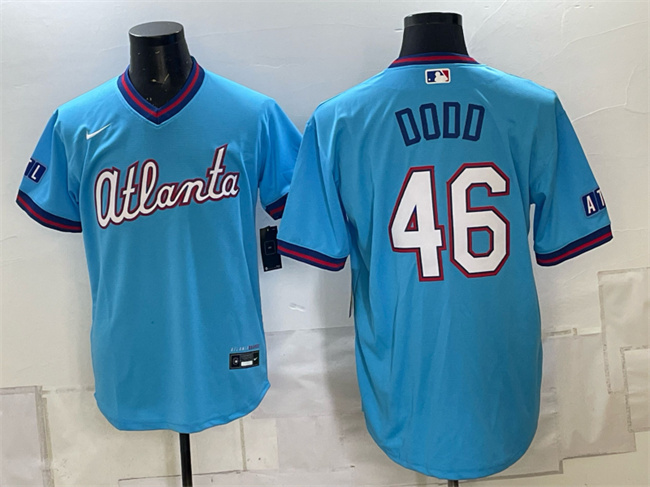 Men's Atlanta Braves #46 Dylan Dodd Blue 2026 City Connect Stadium Stitched Baseball Jersey
