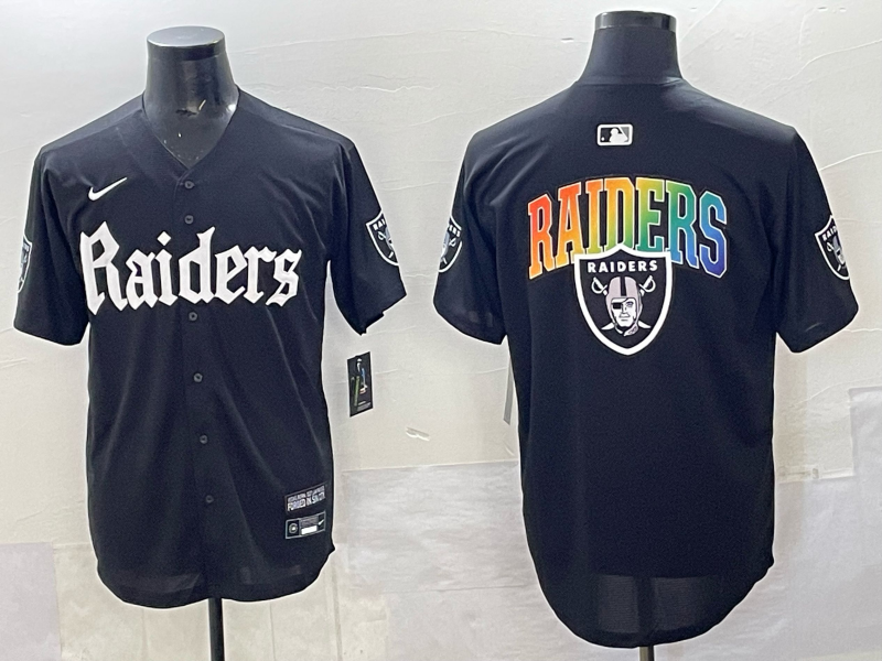 Men's Las Vegas Raiders Team Big Logo Black 'Gothic Sin City Shadows Edition' Vapor Limited Stitched Baseball Jersey 1 Men's Las Vegas Raiders Team Big Logo Black 'Gothic Sin City Shadows Edition' Vapor Limited Stitched Baseball Jersey 1