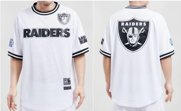 Custom MEN'S NFL Las Vegas Raiders LOGO CLASSIC MESH BUTTON UP SHIRT White Custom MEN'S NFL Las Vegas Raiders LOGO CLASSIC MESH BUTTON UP SHIRT White