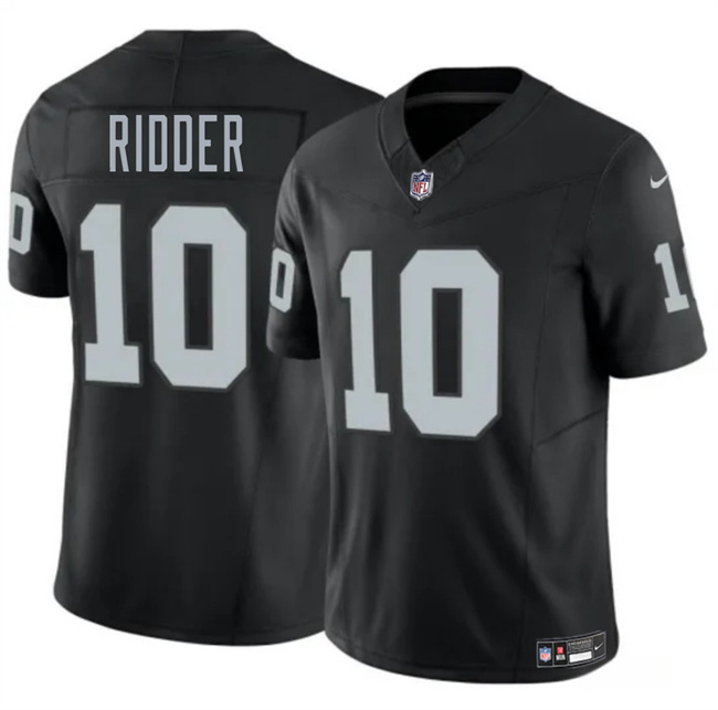 Men's Las Vegas Raiders #10 Desmond Ridder Black 2024 F.U.S.E. Vapor Stitched Football Jersey Men's Las Vegas Raiders #10 Desmond Ridder Black 2024 F.U.S.E. Vapor Stitched Football Jersey