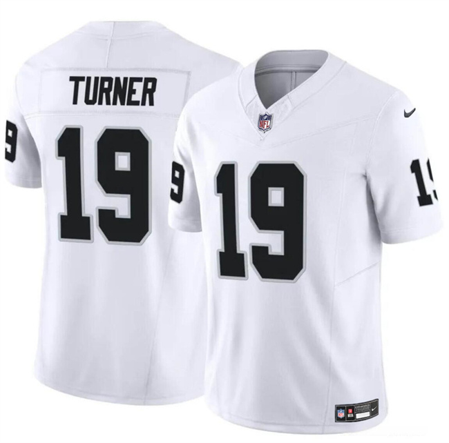 Men's Las Vegas Raiders #19 DJ Turner White F.U.S.E Vapor Stitched Football Jersey Men's Las Vegas Raiders #19 DJ Turner White F.U.S.E Vapor Stitched Football Jersey