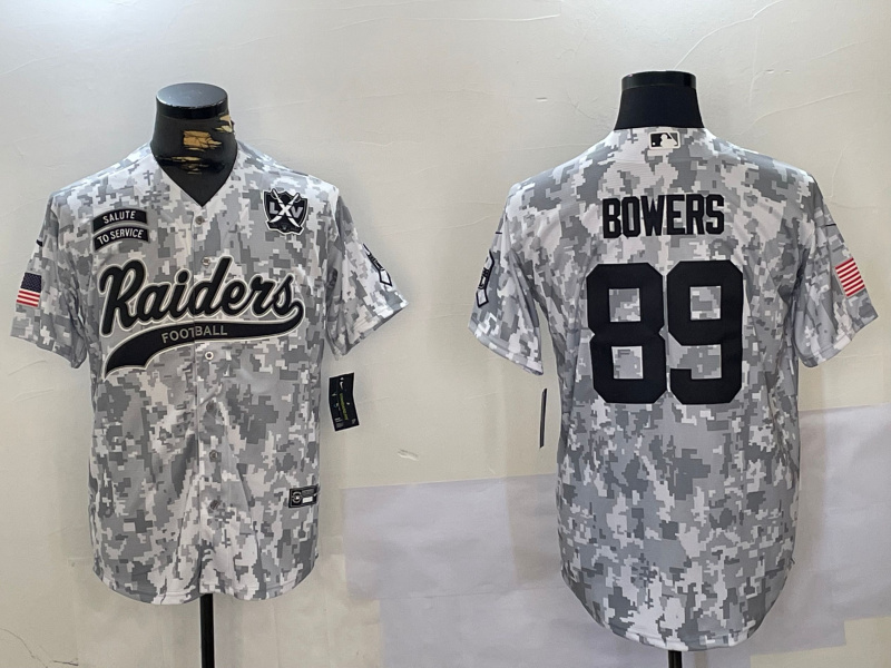 Men's Las Vegas Raiders #89 Brock Bowers 2024 Arctic Camo Salute To Service Stitched Baseball Jersey 1 Men's Las Vegas Raiders #89 Brock Bowers 2024 Arctic Camo Salute To Service Stitched Baseball Jersey 1