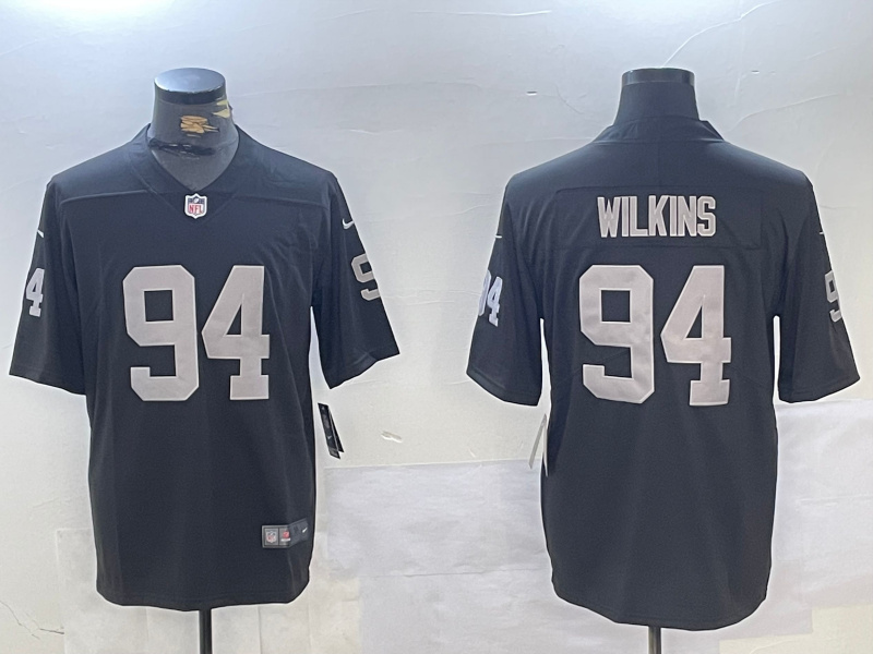 Men's Las Vegas Raiders #94 Christian Wilkins Black 65th Anniversary Patch Vapor Stitched Football Jersey 3 Men's Las Vegas Raiders #94 Christian Wilkins Black 65th Anniversary Patch Vapor Stitched Football Jersey 3