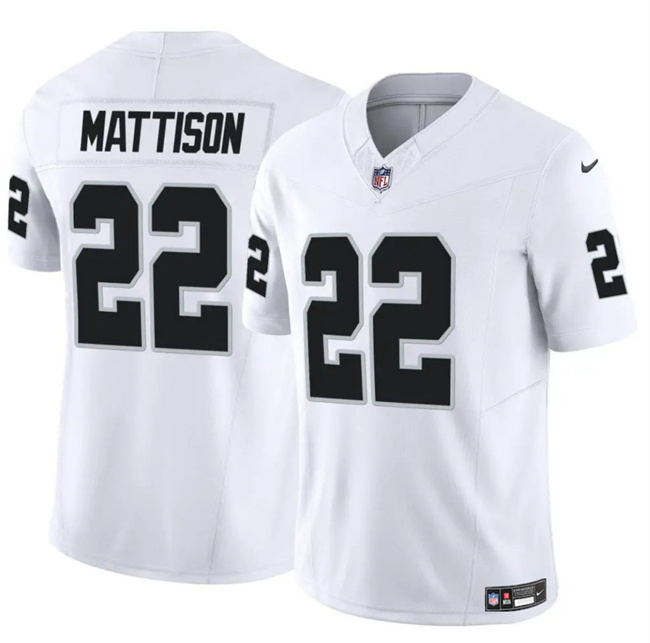 Men's Las Vegas Raiders #22 Alexander Mattison White F.U.S.E Vapor Stitched Football Jersey Men's Las Vegas Raiders #22 Alexander Mattison White F.U.S.E Vapor Stitched Football Jersey