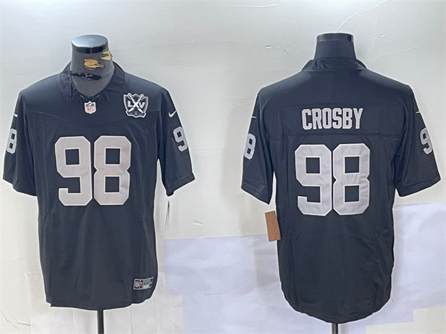 Men's Las Vegas Raiders #98 Maxx Crosby Black 2023 F.U.S.E 65th Anniversary Patch Vapor Untouchable Stitched Football Jersey Men's Las Vegas Raiders #98 Maxx Crosby Black 2023 F.U.S.E 65th Anniversary Patch Vapor Untouchable Stitched Football Jersey