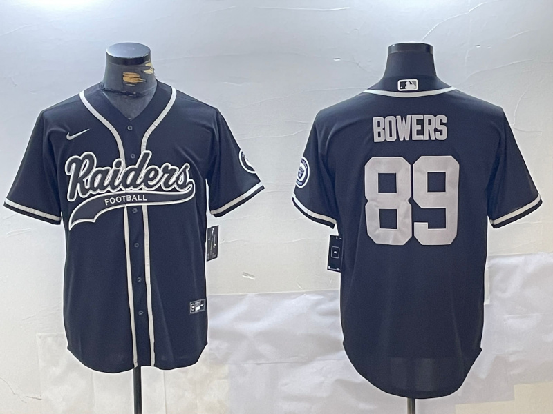 Men's Las Vegas Raiders #89 Brock Bowers Black Cool Base Stitched Baseball Jersey Men's Las Vegas Raiders #89 Brock Bowers Black Cool Base Stitched Baseball Jersey