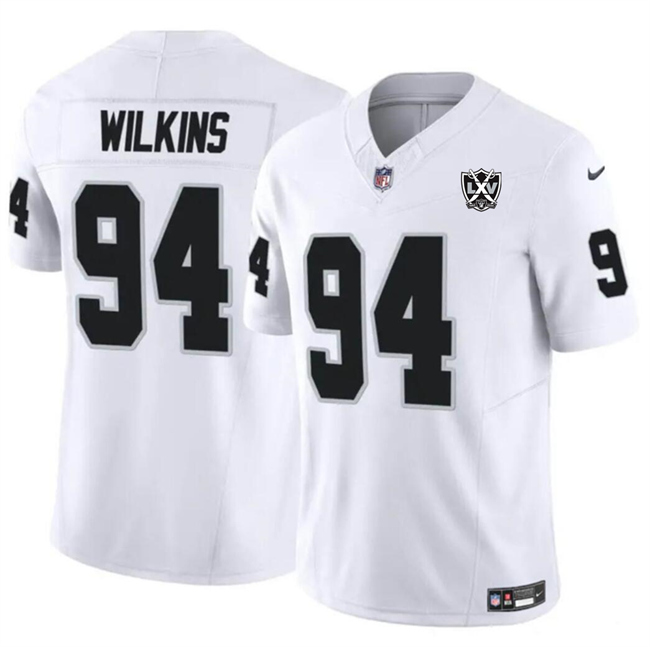 Men's Las Vegas Raiders #94 Christian Wilkins White 2024 F.U.S.E 65th Anniversary Patch Vapor Stitched Football Jersey Men's Las Vegas Raiders #94 Christian Wilkins White 2024 F.U.S.E 65th Anniversary Patch Vapor Stitched Football Jersey