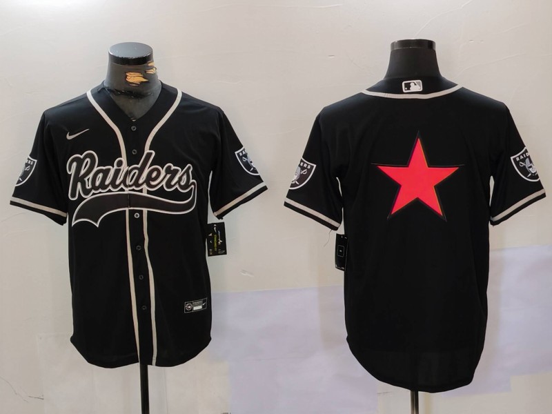 Men's Las Vegas Raiders Black Team Big Logo With Patch Cool Base Stitched Baseball Jersey 3 Men's Las Vegas Raiders Black Team Big Logo With Patch Cool Base Stitched Baseball Jersey 3