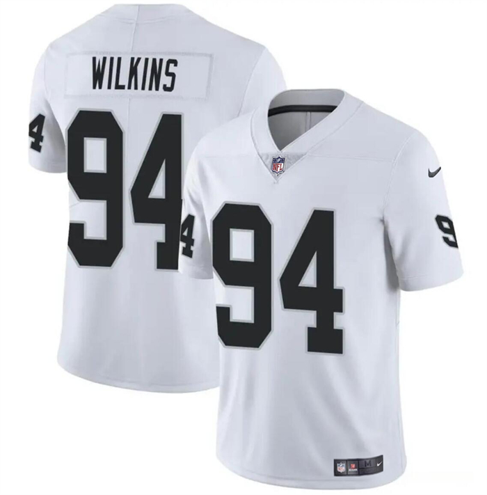 Men's Las Vegas Raiders #94 Christian Wilkins White Vapor Stitched Football Jersey Men's Las Vegas Raiders #94 Christian Wilkins White Vapor Stitched Football Jersey