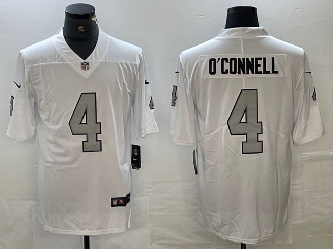 Men's Las Vegas Raiders #4 Aidan O'Connell White Vapor Untouchable Football Stitched Jersey Men's Las Vegas Raiders #4 Aidan O'Connell White Vapor Untouchable Football Stitched Jersey