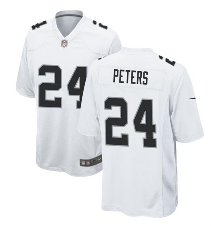 Men's Las Vegas Raiders #24 Marcus Peters White Stitched Football Game Jersey Men's Las Vegas Raiders #24 Marcus Peters White Stitched Football Game Jersey