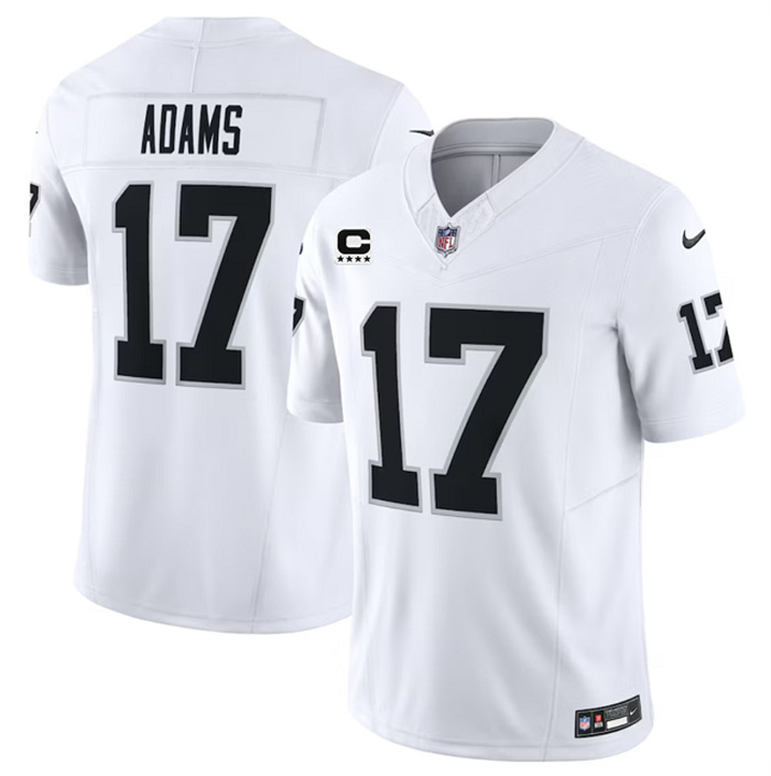 Men's Las Vegas Raiders #17 Davante Adams White 2023 F.U.S.E With C Patch Vapor Untouchable Stitched Football Jersey Men's Las Vegas Raiders #17 Davante Adams White 2023 F.U.S.E With C Patch Vapor Untouchable Stitched Football Jersey
