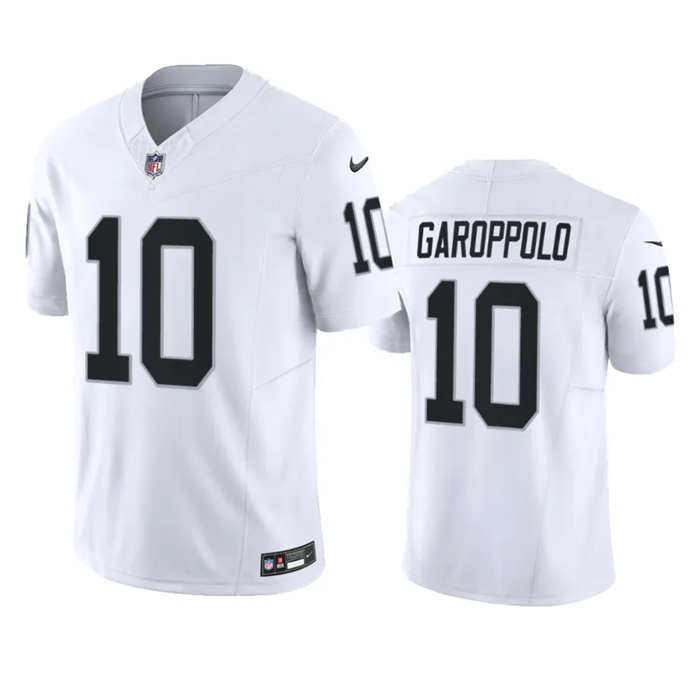 Men's Las Vegas Raiders #10 Jimmy Garoppolo White 2023 F.U.S.E Vapor Untouchable Stitched Football Jersey Men's Las Vegas Raiders #10 Jimmy Garoppolo White 2023 F.U.S.E Vapor Untouchable Stitched Football Jersey