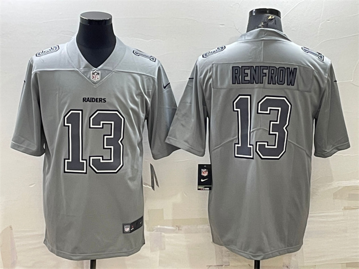 Men's Las Vegas Raiders #13 Hunter Renfrow Grey Atmosphere Fashion Stitched Jersey Men's Las Vegas Raiders #13 Hunter Renfrow Grey Atmosphere Fashion Stitched Jersey