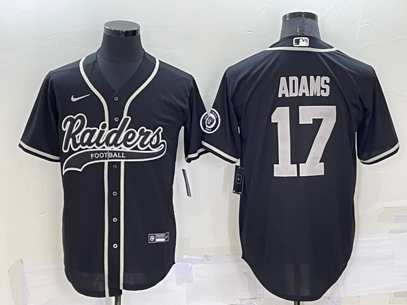 Men's Las Vegas Raiders #17 Davante Adams Black Cool Base Stitched Baseball Jersey Men's Las Vegas Raiders #17 Davante Adams Black Cool Base Stitched Baseball Jersey