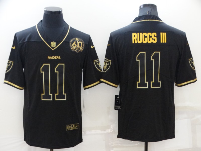 Men's Las Vegas Raiders #11 Henry Ruggs III Black Gold With 60th Anniversary Patch Vapor Limited Stitched Jersey Men's Las Vegas Raiders #11 Henry Ruggs III Black Gold With 60th Anniversary Patch Vapor Limited Stitched Jersey