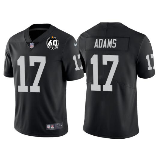 Men's Las Vegas Raiders #17 Davante Adams Black With 60th Anniversary Patch Vapor Limited Stitched Jersey Men's Las Vegas Raiders #17 Davante Adams Black With 60th Anniversary Patch Vapor Limited Stitched Jersey