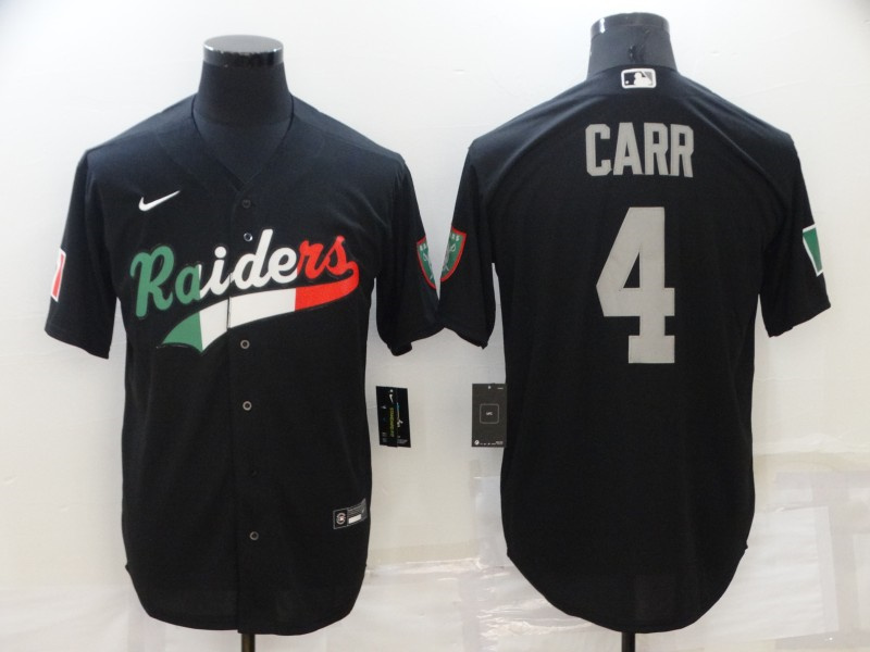 Men's Las Vegas Raiders #4 Derek Carr Black Mexico Stitched Jersey Men's Las Vegas Raiders #4 Derek Carr Black Mexico Stitched Jersey