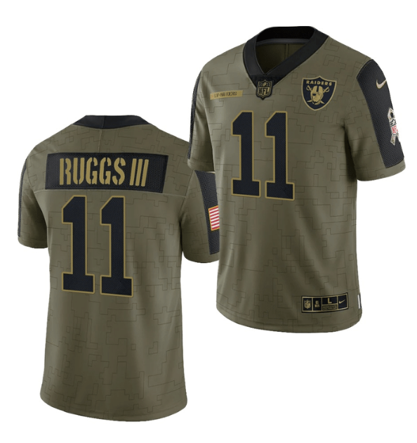 Men's Las Vegas Raiders #11 Henry Ruggs III 2021 Olive Salute To Service Limited Stitched Jersey Men's Las Vegas Raiders #11 Henry Ruggs III 2021 Olive Salute To Service Limited Stitched Jersey