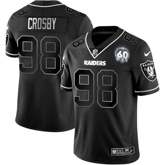 Men's Las Vegas Raiders #98 Maxx Crosby Black Shadow Vapor Limited Stitched Jersey Men's Las Vegas Raiders #98 Maxx Crosby Black Shadow Vapor Limited Stitched Jersey