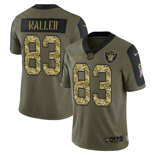 Men's Las Vegas Raiders #83 Darren Waller 2021 Olive Camo Salute To Service Limited Stitched Jersey Men's Las Vegas Raiders #83 Darren Waller 2021 Olive Camo Salute To Service Limited Stitched Jersey