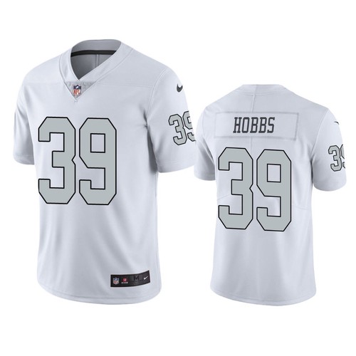 Men's Las Vegas Raiders #39 Nate Hobbs White Color Rush Limited White Jersey Men's Las Vegas Raiders #39 Nate Hobbs White Color Rush Limited White Jersey