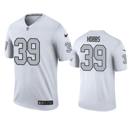 Men's Las Vegas Raiders #39 Nate Hobbs White Color Rush Legend Jersey Men's Las Vegas Raiders #39 Nate Hobbs White Color Rush Legend Jersey