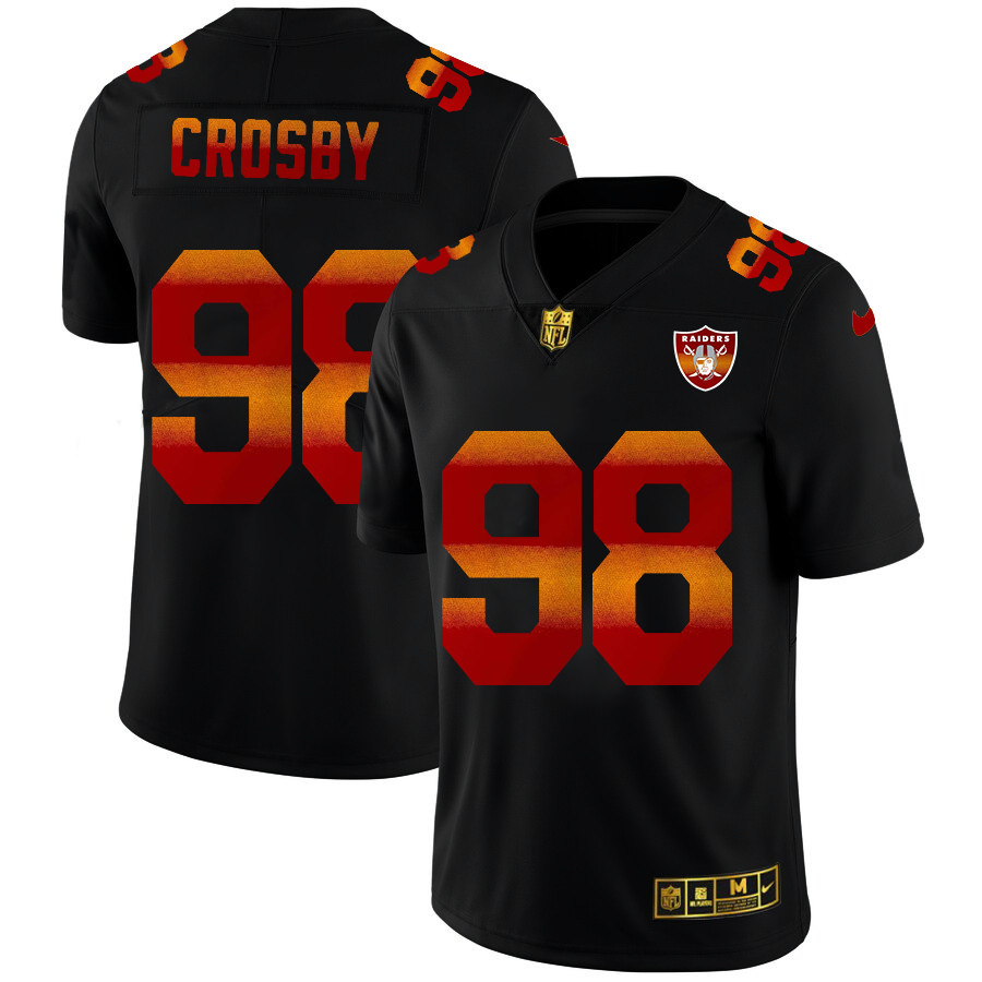 Las Vegas Raiders #98 Maxx Crosby Men's Black Nike Red Orange Stripe Vapor Limited NFL Jersey Las Vegas Raiders #98 Maxx Crosby Men's Black Nike Red Orange Stripe Vapor Limited NFL Jersey
