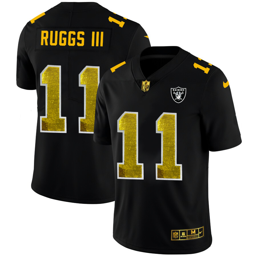 Las Vegas Raiders #11 Henry Ruggs III Men's Black Nike Golden Sequin Vapor Limited NFL Jersey Las Vegas Raiders #11 Henry Ruggs III Men's Black Nike Golden Sequin Vapor Limited NFL Jersey