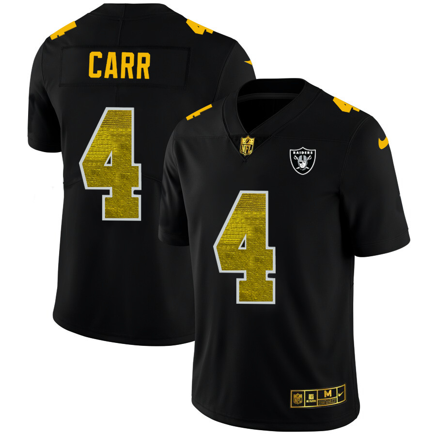 Las Vegas Raiders #4 Derek Carr Men's Black Nike Golden Sequin Vapor Limited NFL Jersey Las Vegas Raiders #4 Derek Carr Men's Black Nike Golden Sequin Vapor Limited NFL Jersey