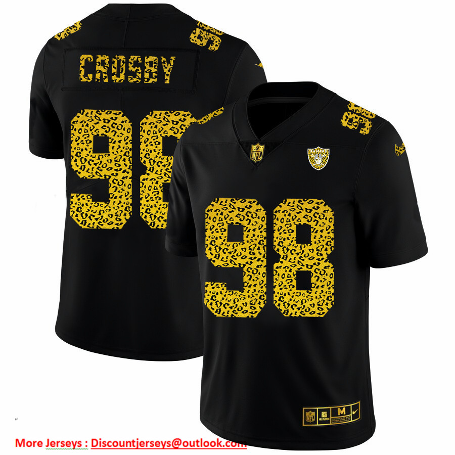 Las Vegas Raiders #98 Maxx Crosby Men's Nike Leopard Print Fashion Vapor Limited NFL Jersey Black Las Vegas Raiders #98 Maxx Crosby Men's Nike Leopard Print Fashion Vapor Limited NFL Jersey Black