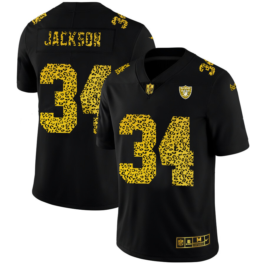 Las Vegas Raiders #34 Bo Jackson Men's Nike Leopard Print Fashion Vapor Limited NFL Jersey Black Las Vegas Raiders #34 Bo Jackson Men's Nike Leopard Print Fashion Vapor Limited NFL Jersey Black