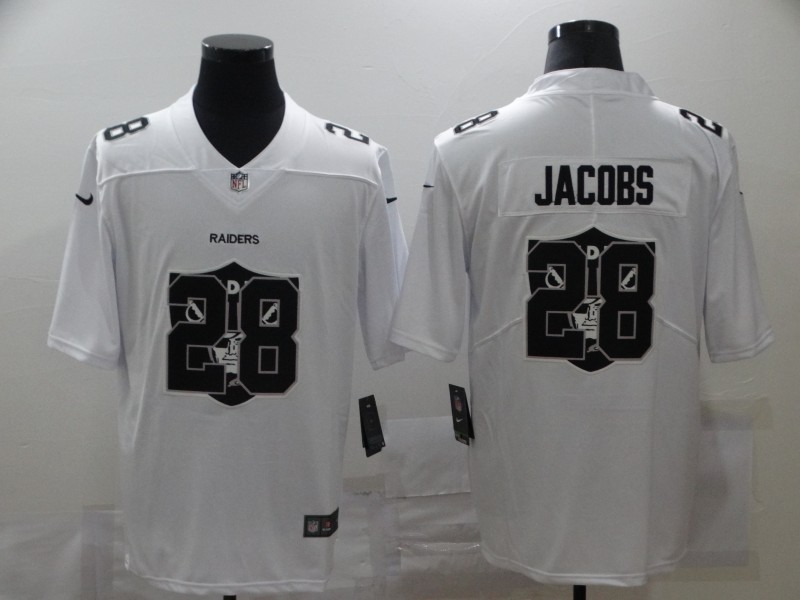 Nike Raiders 28 Josh Jacobs White Shadow Logo Limited Jersey Nike Raiders 28 Josh Jacobs White Shadow Logo Limited Jersey