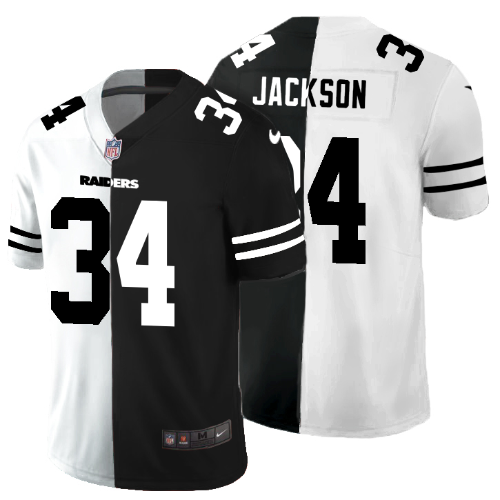 Las Vegas Raiders #34 Bo Jackson Men's Black V White Peace Split Nike Vapor Untouchable Limited NFL Jersey Las Vegas Raiders #34 Bo Jackson Men's Black V White Peace Split Nike Vapor Untouchable Limited NFL Jersey