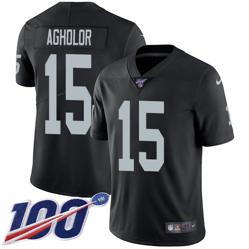 Nike Raiders #15 Nelson Agholor Black Team Color Men's Stitched NFL 100th Season Vapor Untouchable Limited Jersey Nike Raiders #15 Nelson Agholor Black Team Color Men's Stitched NFL 100th Season Vapor Untouchable Limited Jersey