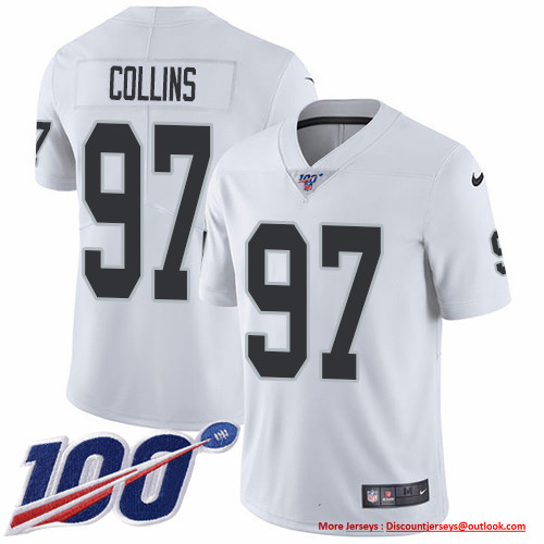 Nike Raiders #97 Maliek Collins White Men's Stitched NFL 100th Season Vapor Untouchable Limited Jersey Nike Raiders #97 Maliek Collins White Men's Stitched NFL 100th Season Vapor Untouchable Limited Jersey