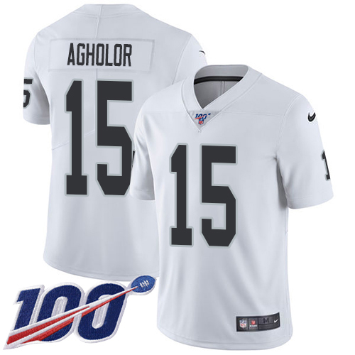 Nike Raiders #15 Nelson Agholor White Men's Stitched NFL 100th Season Vapor Untouchable Limited Jersey Nike Raiders #15 Nelson Agholor White Men's Stitched NFL 100th Season Vapor Untouchable Limited Jersey