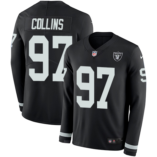 Nike Raiders #97 Maliek Collins Black Team Color Men's Stitched NFL Limited Therma Long Sleeve Jersey Nike Raiders #97 Maliek Collins Black Team Color Men's Stitched NFL Limited Therma Long Sleeve Jersey
