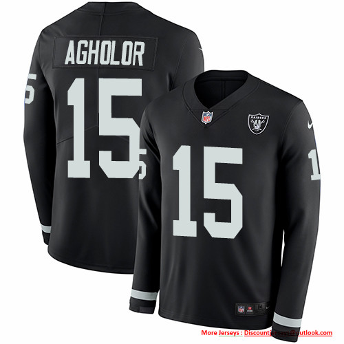 Nike Raiders #15 Nelson Agholor Black Team Color Men's Stitched NFL Limited Therma Long Sleeve Jersey Nike Raiders #15 Nelson Agholor Black Team Color Men's Stitched NFL Limited Therma Long Sleeve Jersey
