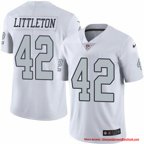 Nike Raiders #42 Cory Littleton White Men's Stitched NFL Limited Rush Jersey Nike Raiders #42 Cory Littleton White Men's Stitched NFL Limited Rush Jersey